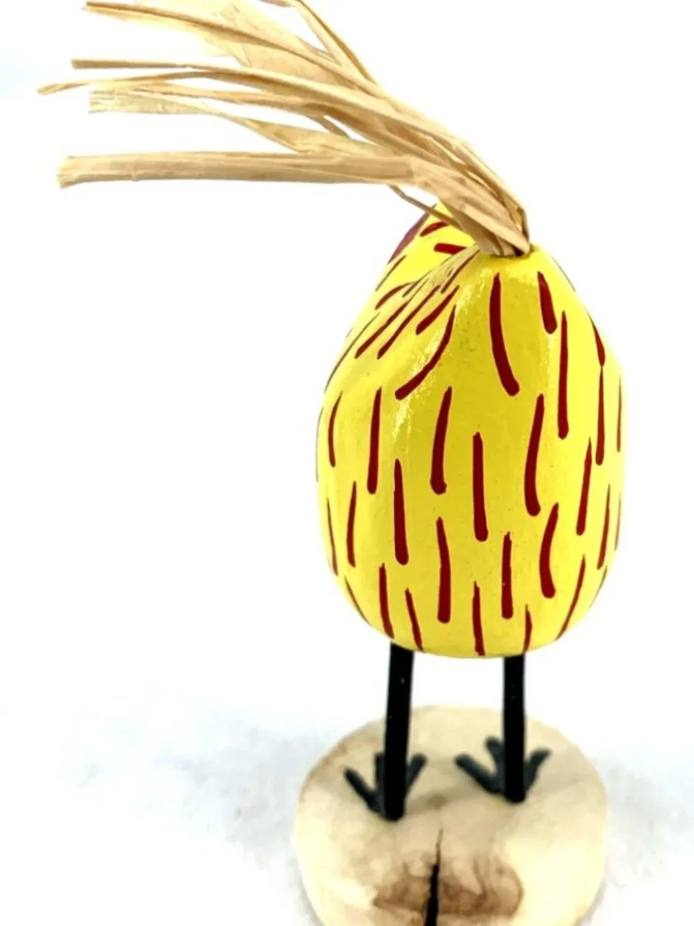 Edith John Navajo Folk Art Yellow Red Chicken Carved Wooden Hand Painted 3.5